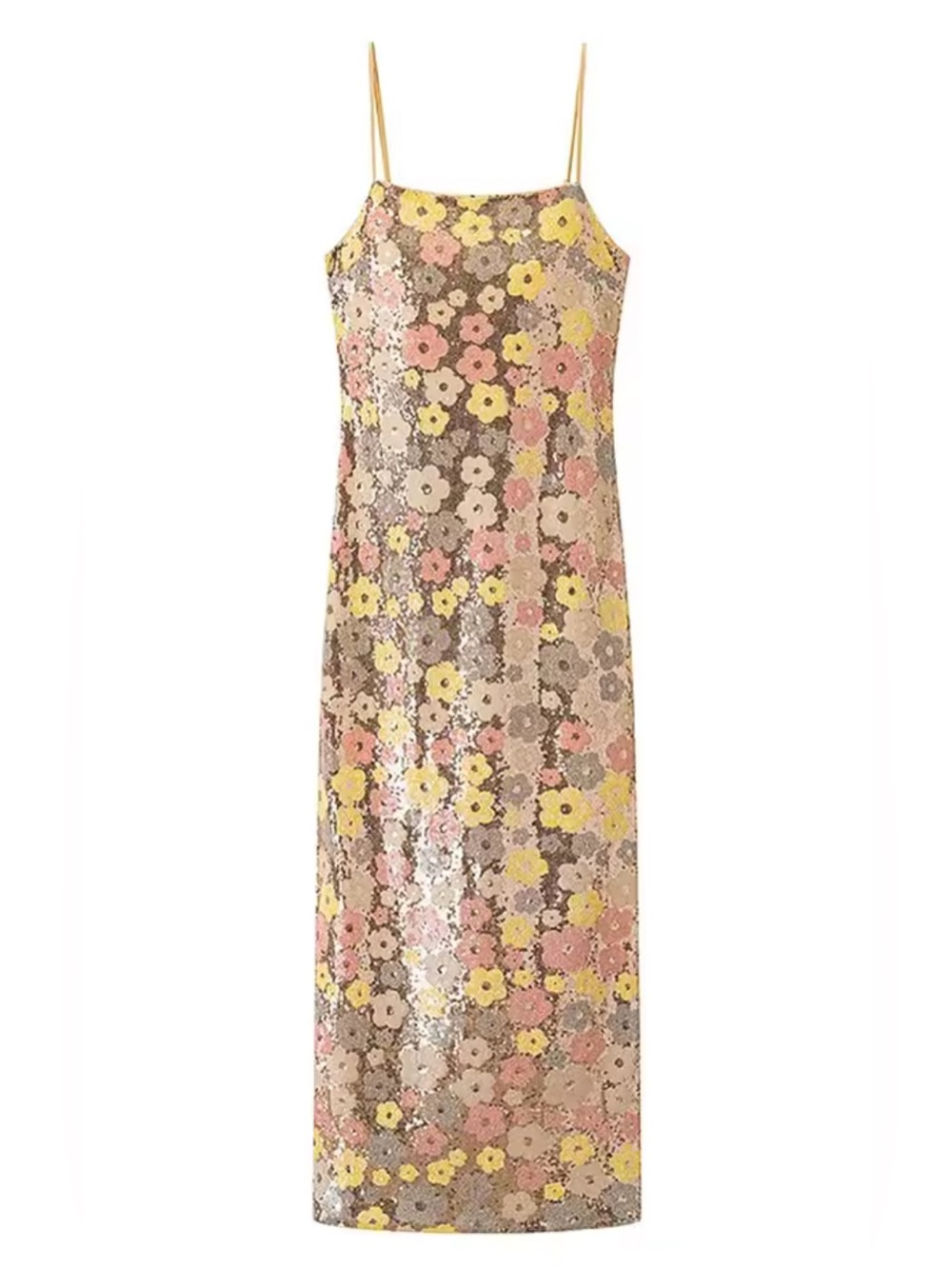 NEW $168 Sequin Floral Slip Dress - Picture 2 of 7